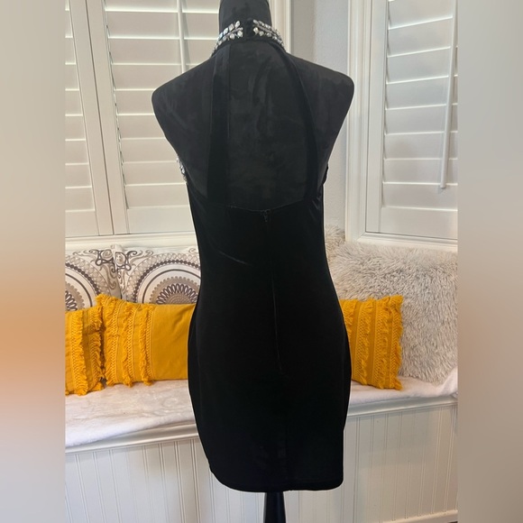 Velvet Black Halter Dress - Picture 5 of 11